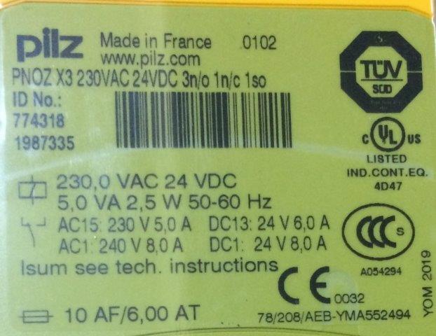 Pilz-774318-PNOZ X3 230 AC/24DC 3NA+1NC+1PNP